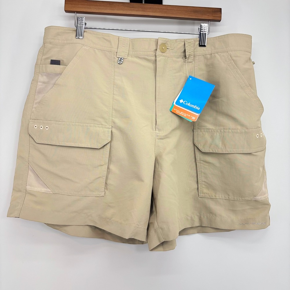 NEW Columbia PFG Permit II‎ 40x6L Fishing Shorts Omni-Shade Cargo Khaki Pockets